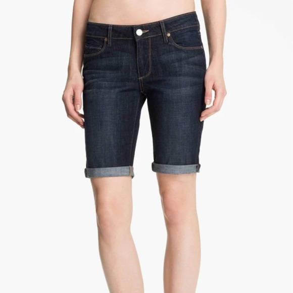 PAIGE Pants - NWT PAIGE Jax Bermuda Denim Shorts Size 28 Kayla Dark Wash Stretch Raw Hem